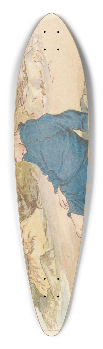 Robert Barnes - Boy Playing by the Sea 39.3 inch art pintail longboard deck