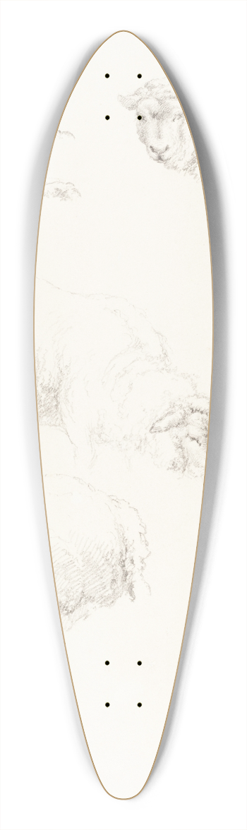 Robert Hills - Studies of Sheep 39.3 inch art pintail longboard deck
