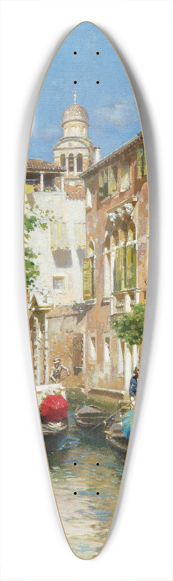 Rubens Santoro - Gondoliers on a Venetian canal 39.3 inch art pintail longboard deck