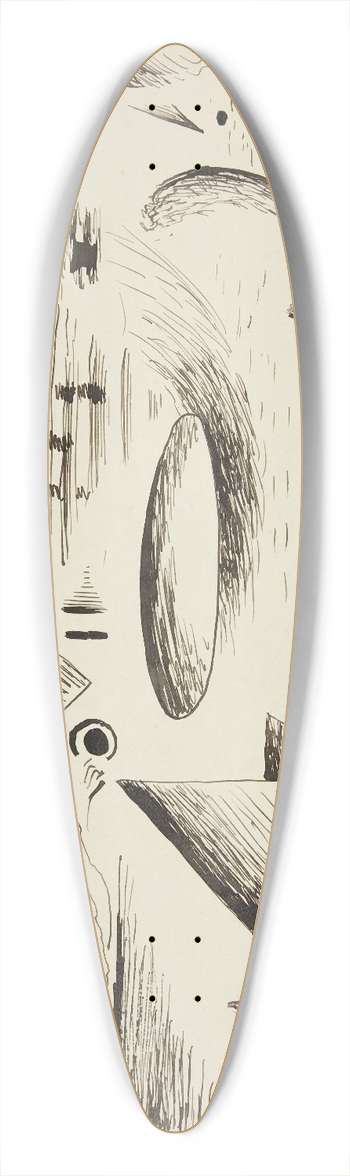 Rudolf Bauer - Untitled (AbstractForms) 39.3 inch art pintail longboard deck