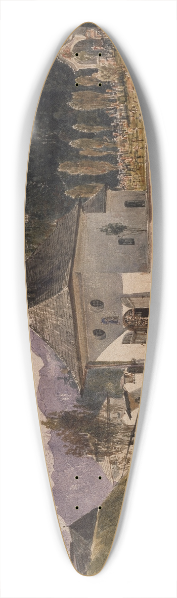 Rudolf von Alt - Graveyard in Ischl 39.3 inch art pintail longboard deck