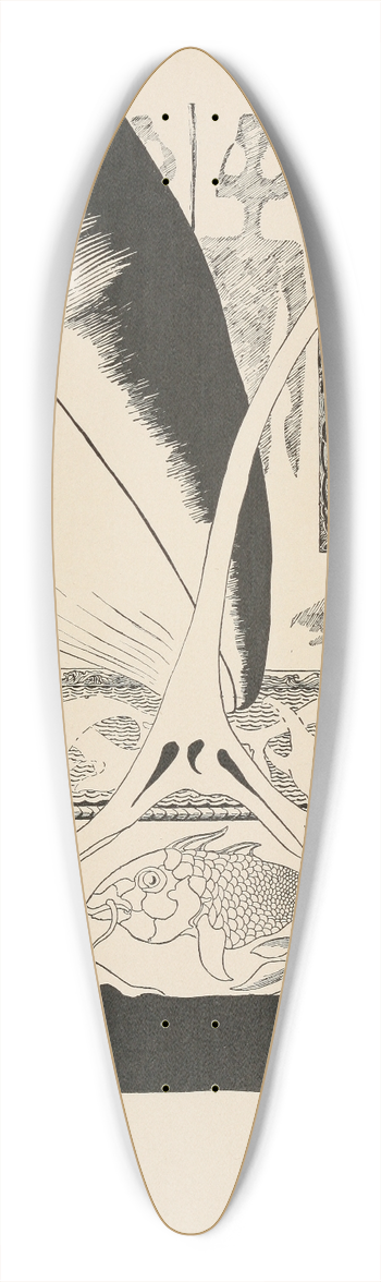 Rudyard Kipling - Whale looking for the little Stute fish 39.3 inch art pintail longboard deck