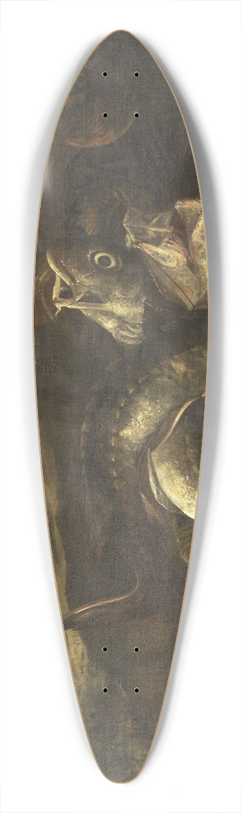 R. van Burgh - Still Life with Fish 39.3 inch art pintail longboard deck