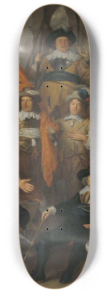Govert Flinck - Officers and other Civic Guardsmen of the XVIII District in Amsterdam under the command of Captain Albert Bas and Lieutenant Lucas Conijn 8.25 inch art skate deck