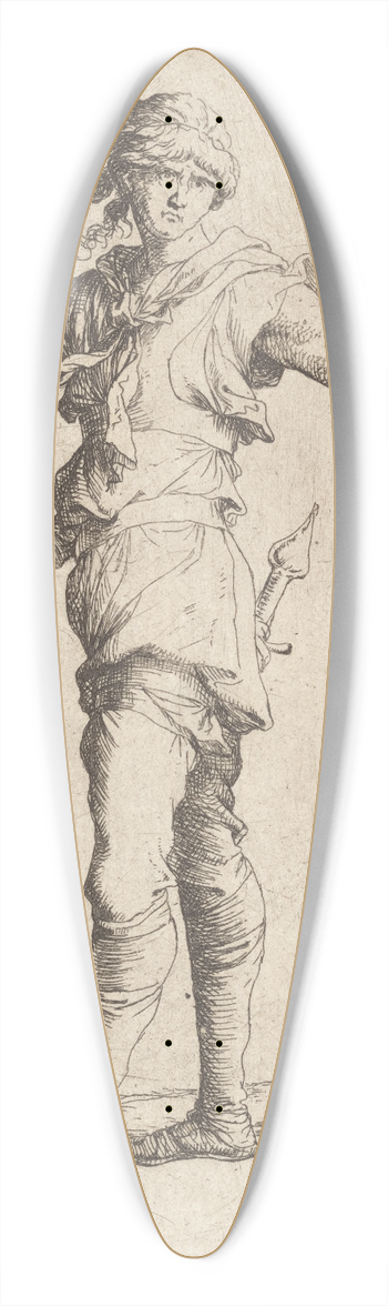 Salvator Rosa - Soldier Holding a Cane and His Shield, Facing Left 39.3 inch art pintail longboard deck