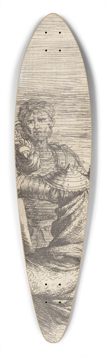 Salvator Rosa - Two Soldiers Facing a Third Who Holds a Shield 39.3 inch art pintail longboard deck