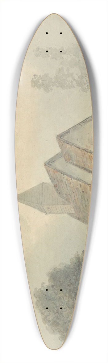 Samuel Davis - Church with Wooden Belfry. 39.3 inch art pintail longboard deck