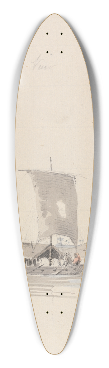 Samuel Davis - River View with a Junk (near Rajmahal) 39.3 inch art pintail longboard deck