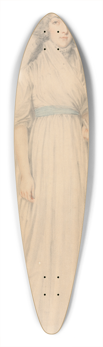 Samuel de Wilde - A Lady, full length, Wearing a Blue Sash and Holding a Fan 39.3 inch art pintail longboard deck