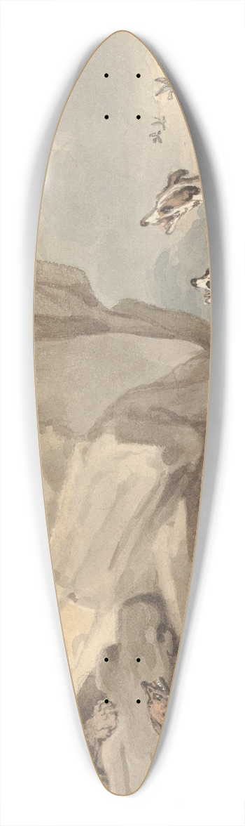 Samuel Howitt - An Eagle Perched on a Rock; Lion, Fox, Two Hounds and a Rooster 39.3 inch art pintail longboard deck