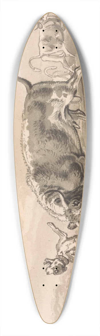Samuel Howitt - Bull Attacking Mastiff 39.3 inch art pintail longboard deck
