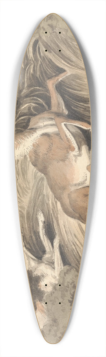 Samuel Howitt - Two Hounds Attacking a Stag at Bay 39.3 inch art pintail longboard deck