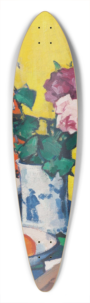 Samuel John Peploe - Red and pink roses, oranges and fan 39.3 inch art pintail longboard deck