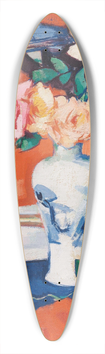 Samuel John Peploe - Roses in a vase against an orange background 39.3 inch art pintail longboard deck