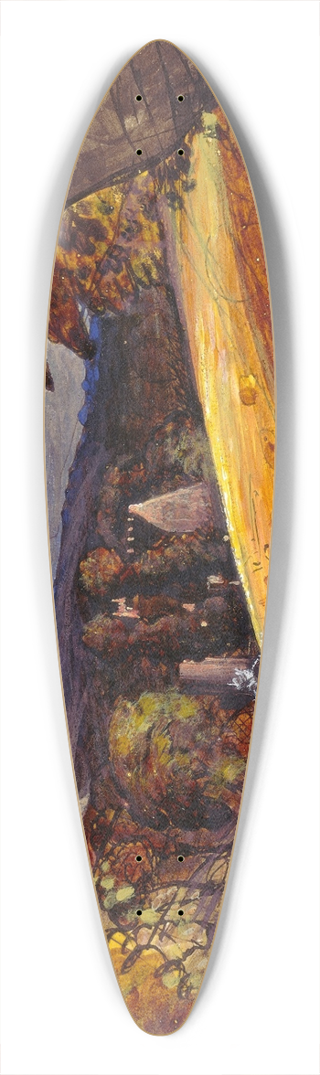 Samuel Palmer - Harvesters by Firelight 39.3 inch art pintail longboard deck