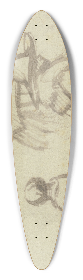 Samuel van Hoogstraten - Three figures 39.3 inch art pintail longboard deck