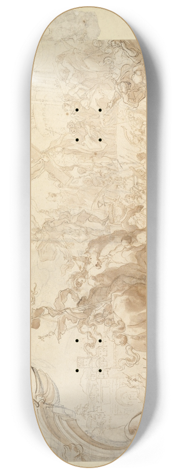 Gregorio de' Ferrari - Study for Emperor Heraclius Carrying the Cross into Jerusalem 8.25 inch art skate deck