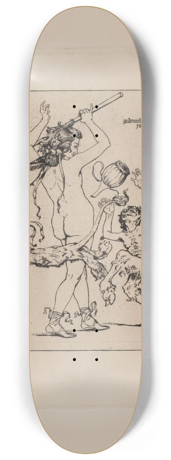 Gudmund Hentze - Satyr og Baccantinde 8.25 inch art skate deck