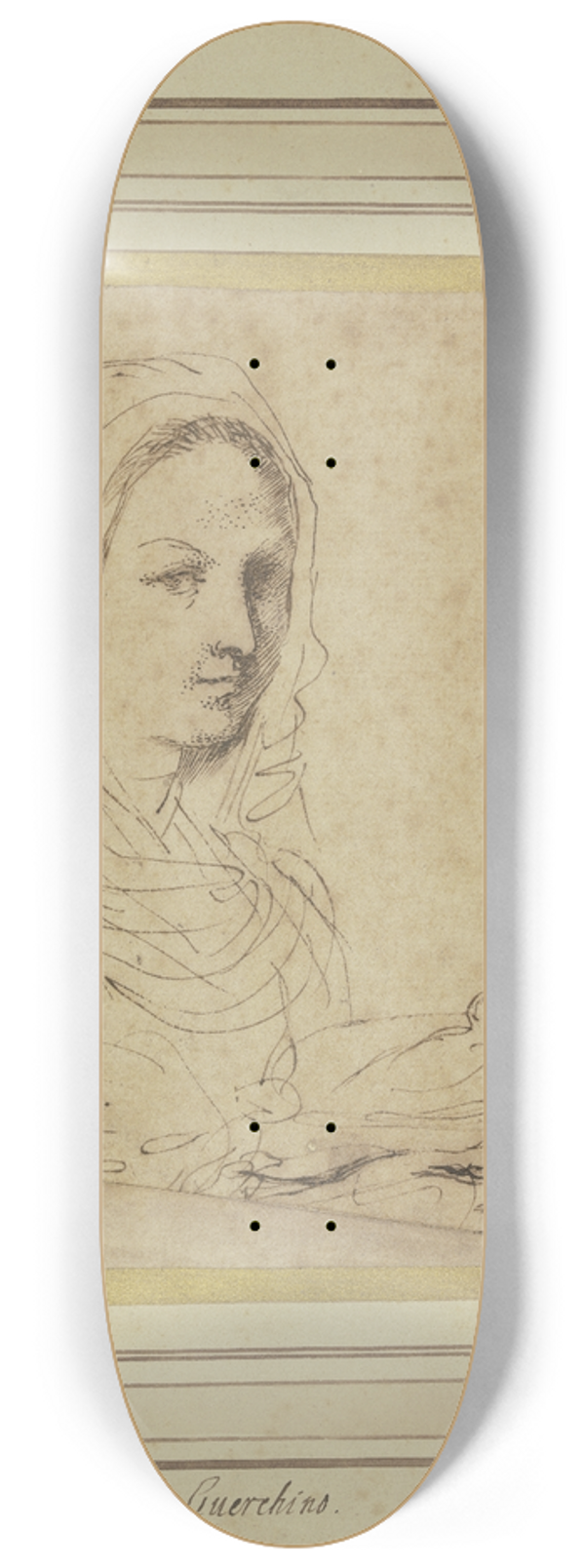Guercino - Brustbild eines Mdchens, zwei Tauben tragend 8.25 inch art skate deck