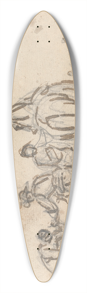 Sawrey Gilpin - Three Figures beside a Horse 39.3 inch art pintail longboard deck