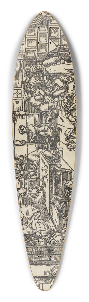 Sebald Beham - Die Spinnstube 39.3 inch art pintail longboard deck
