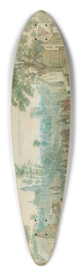 Sebastian Vrancx - A village with numerous figures on a road 39.3 inch art pintail longboard deck