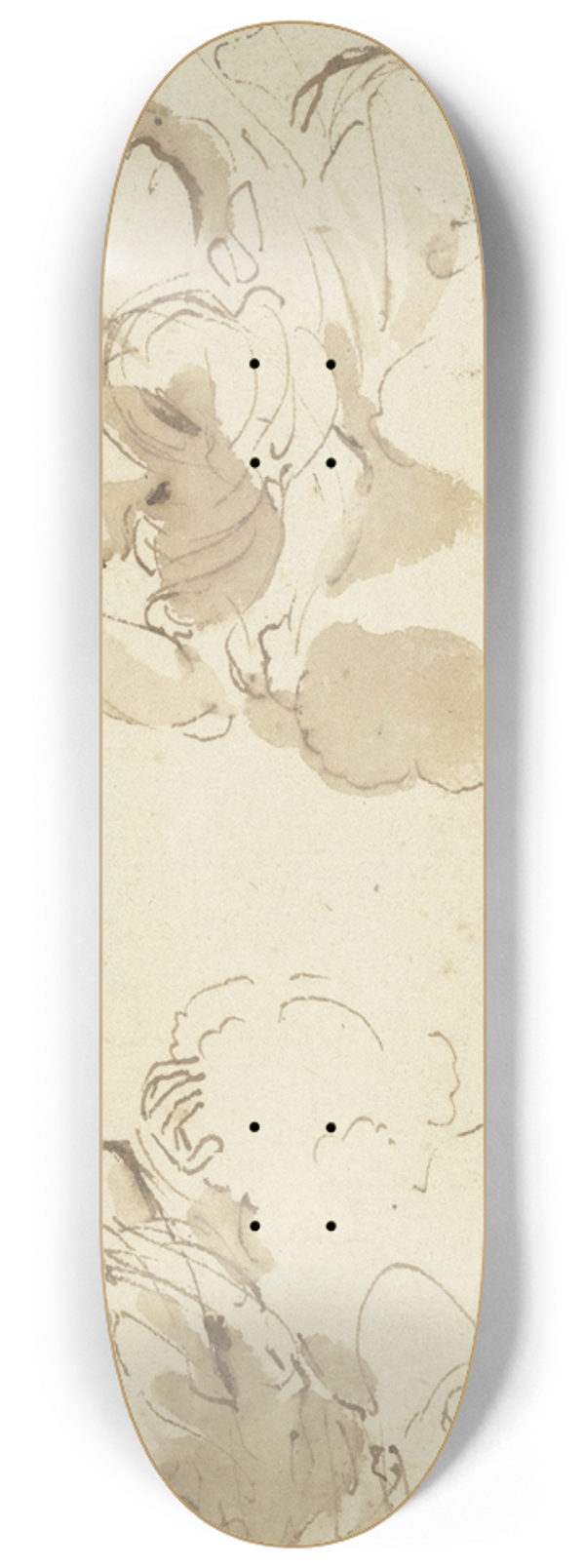 Guercino - Two angels in clouds 8.25 inch art skate deck