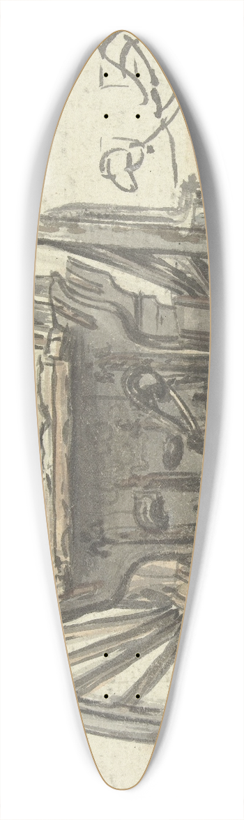 Simon Andreas Krausz - Achterkant van een vierwielige kar 39.3 inch art pintail longboard deck