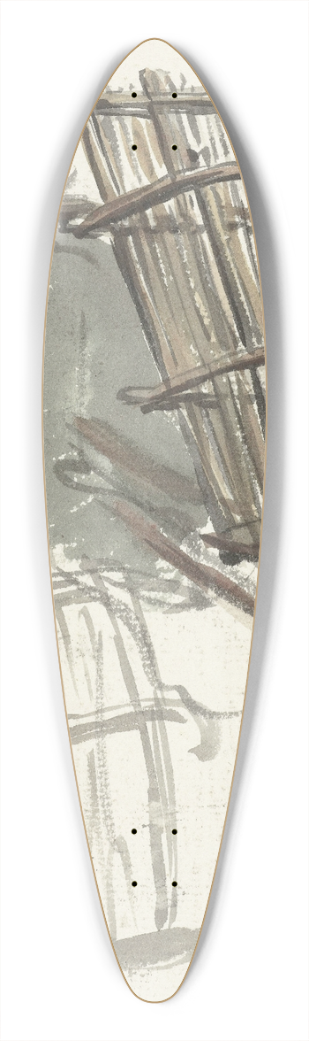 Simon Andreas Krausz - Studies van een man met een mand op de rug 39.3 inch art pintail longboard deck