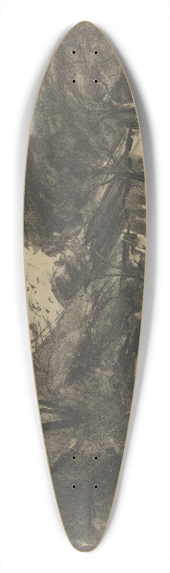 Sion Longley Wenban - Farmhouses under trees 39.3 inch art pintail longboard deck