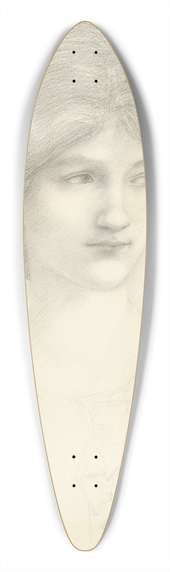 Sir Edward Coley Burne-Jones - Head study for The Sirens 39.3 inch art pintail longboard deck