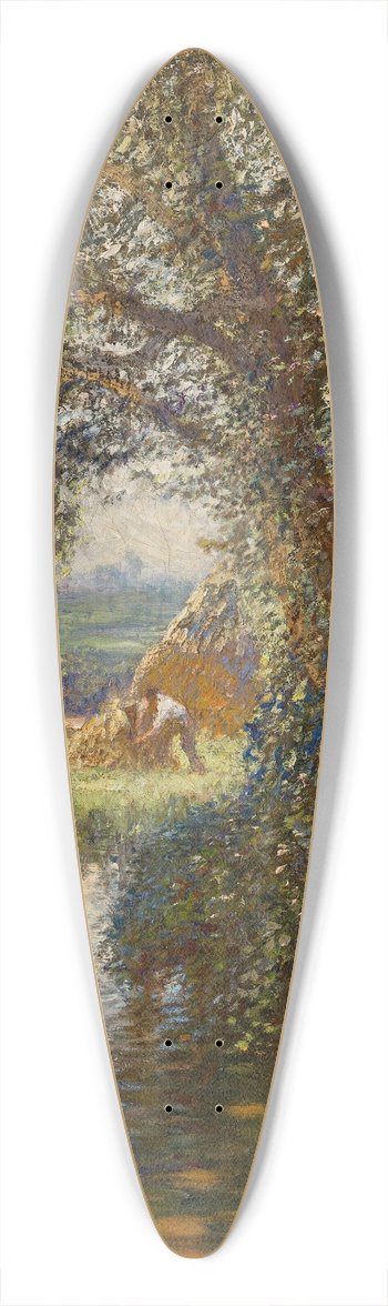 Sir George Clausen - Haymakers by the stream 39.3 inch art pintail longboard deck