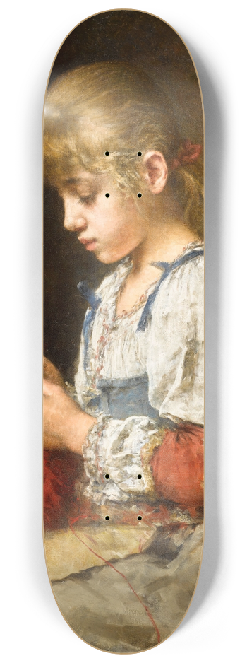 Alexei Harlamoff - Girl Crocheting 8.25 inch art skate deck