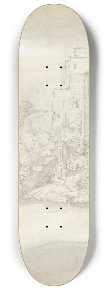 Guilliam du Gardijn - Buildings on the River Aniene near Tivoli 8.25 inch art skate deck