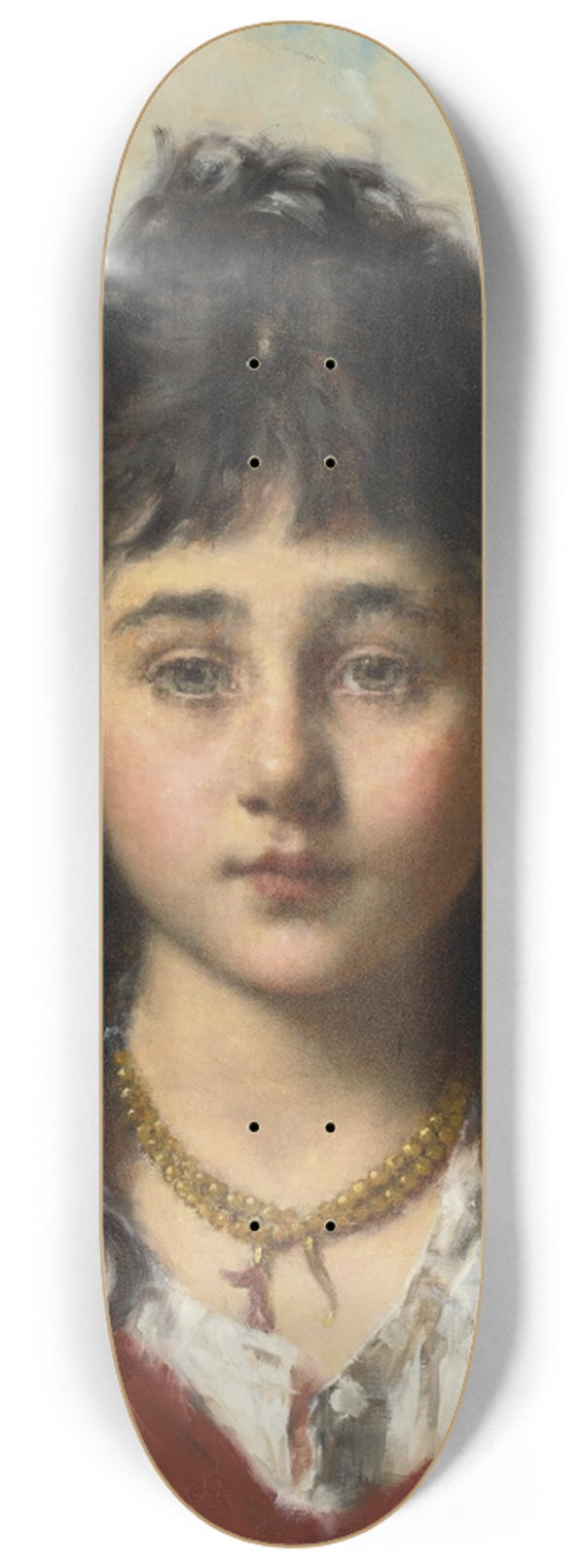 Alexei Harlamoff - Portrait of a Young Girl wearing a Necklace 8.25 inch art skate deck