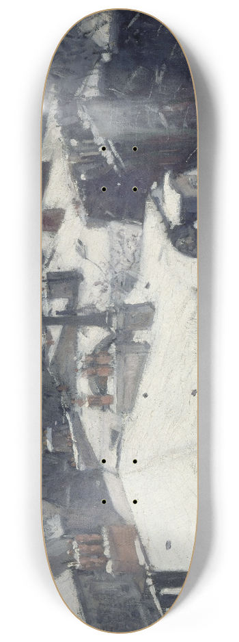 Gustave Caillebotte - Rooftops in the Snow (snow effect) 8.25 inch art skate deck