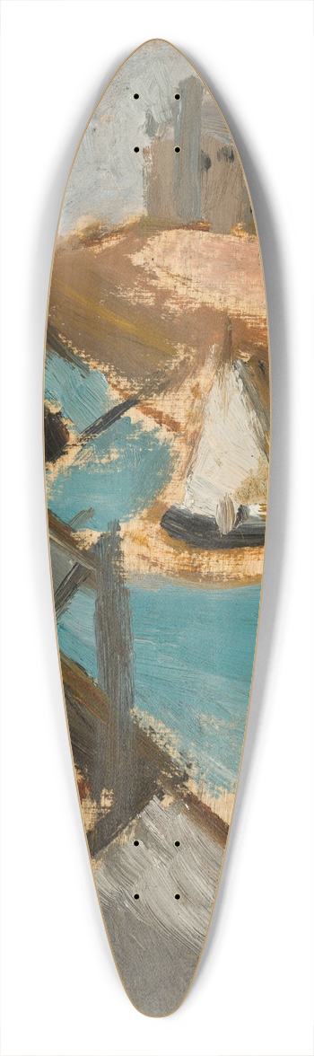 Tadeusz Makowski - Landscape with a sailing boat 39.3 inch art pintail longboard deck