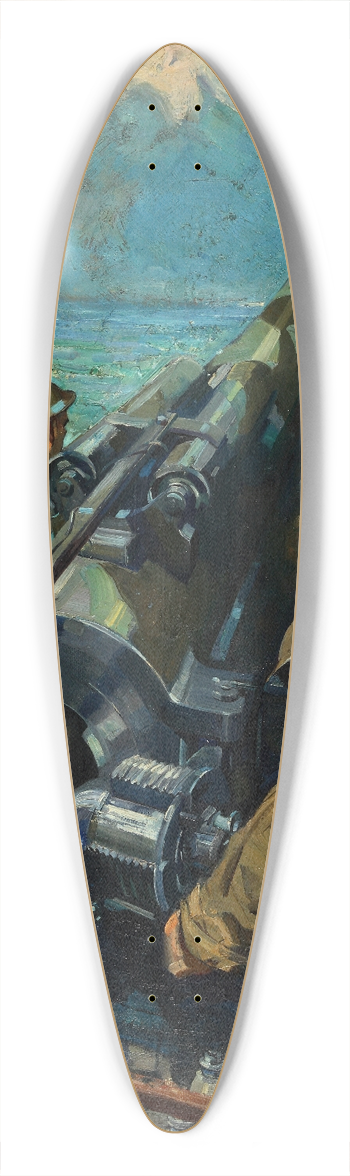 Terence Cuneo - Coastal battery scene 39.3 inch art pintail longboard deck