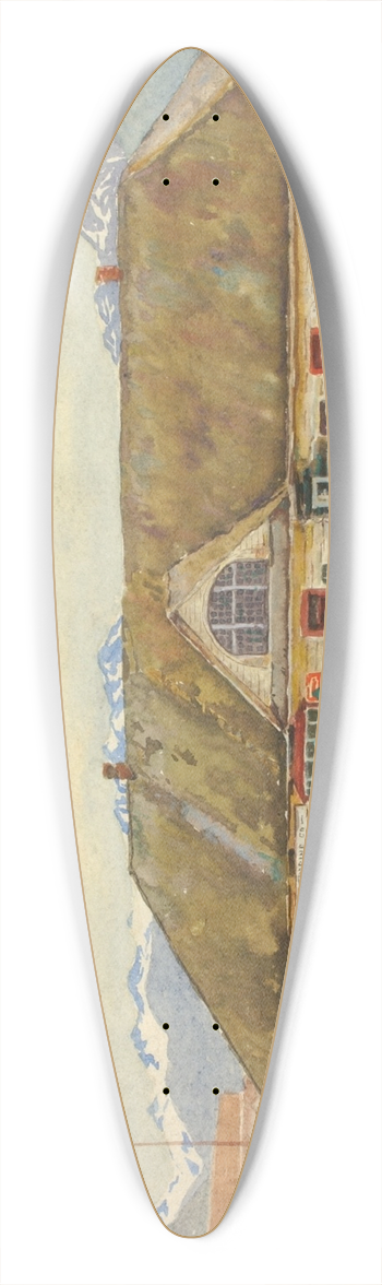 Theodore J. Richardson - Old Russian Trading Post, Sitka 39.3 inch art pintail longboard deck