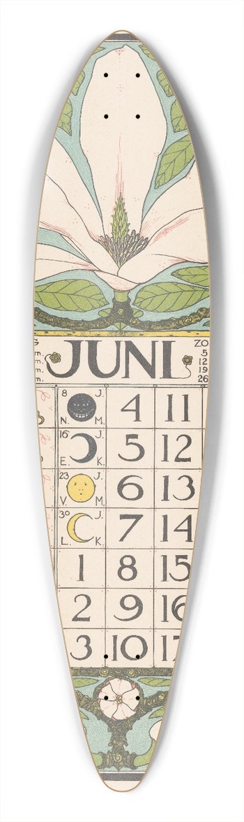 Theo Nieuwenhuis - Kalenderblad voor juni 1899 39.3 inch art pintail longboard deck