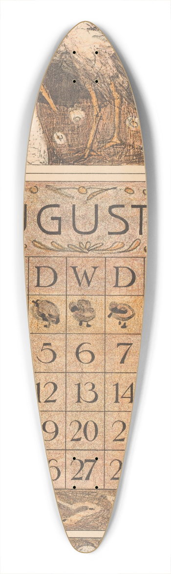 Theo van Hoytema - Kalenderblad augustus met ooievaars 39.3 inch art pintail longboard deck