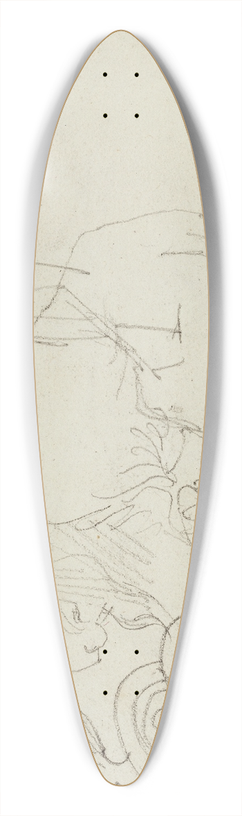 Thodore Gricault - Lion attacking a snake over nude figure study 39.3 inch art pintail longboard deck