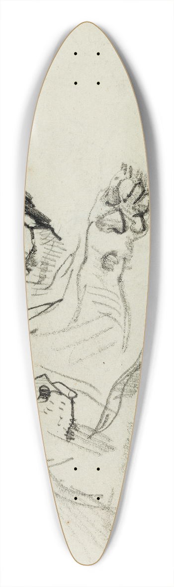 Thodore Gricault - Two lion studies 39.3 inch art pintail longboard deck