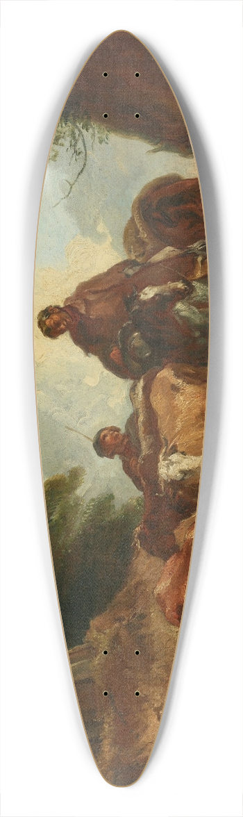 Thomas Barker Of Bath - Cowherds with cattle on a dirt road 39.3 inch art pintail longboard deck