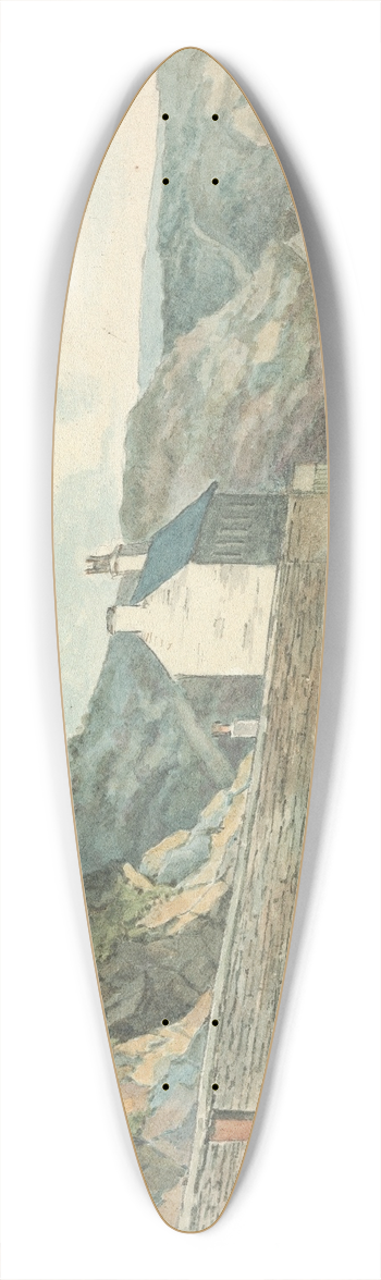 Thomas Bradshaw - Houses on a Rocky shoreline 39.3 inch art pintail longboard deck