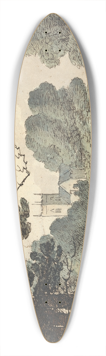 Thomas Bradshaw - Rural Scene with Church 39.3 inch art pintail longboard deck