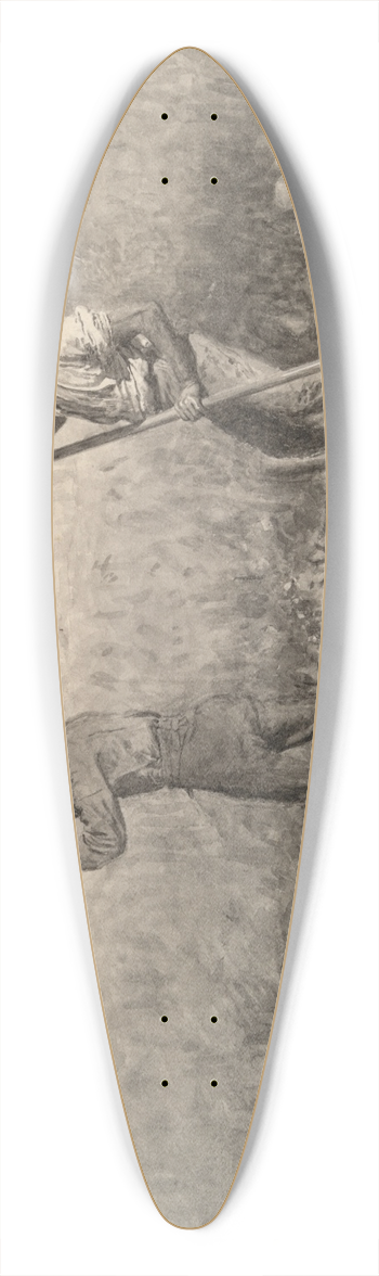 Thomas Eakins - Study for Rail Shooting from aPunt 39.3 inch art pintail longboard deck