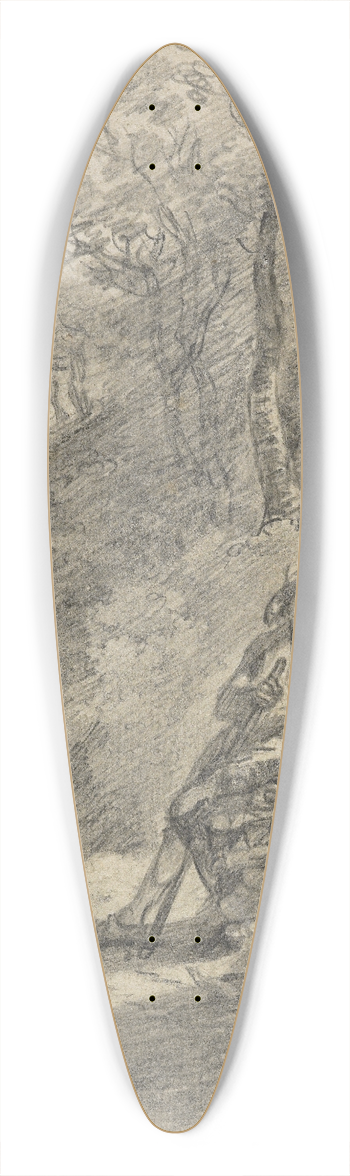Thomas Gainsborough - Wooded landscape with figures 39.3 inch art pintail longboard deck