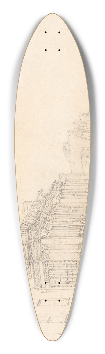 Thomas Girtin - The Guildhall, Exeter 39.3 inch art pintail longboard deck