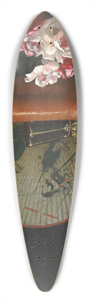 Thomas Hovenden - Still Life with Fan and Roses 39.3 inch art pintail longboard deck